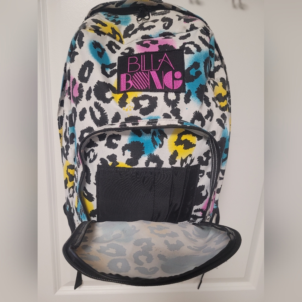 Billabong Leopard Print Backpack, Pink, Blue, Yellow, Canvas, Colorful - Picture 10 of 13
